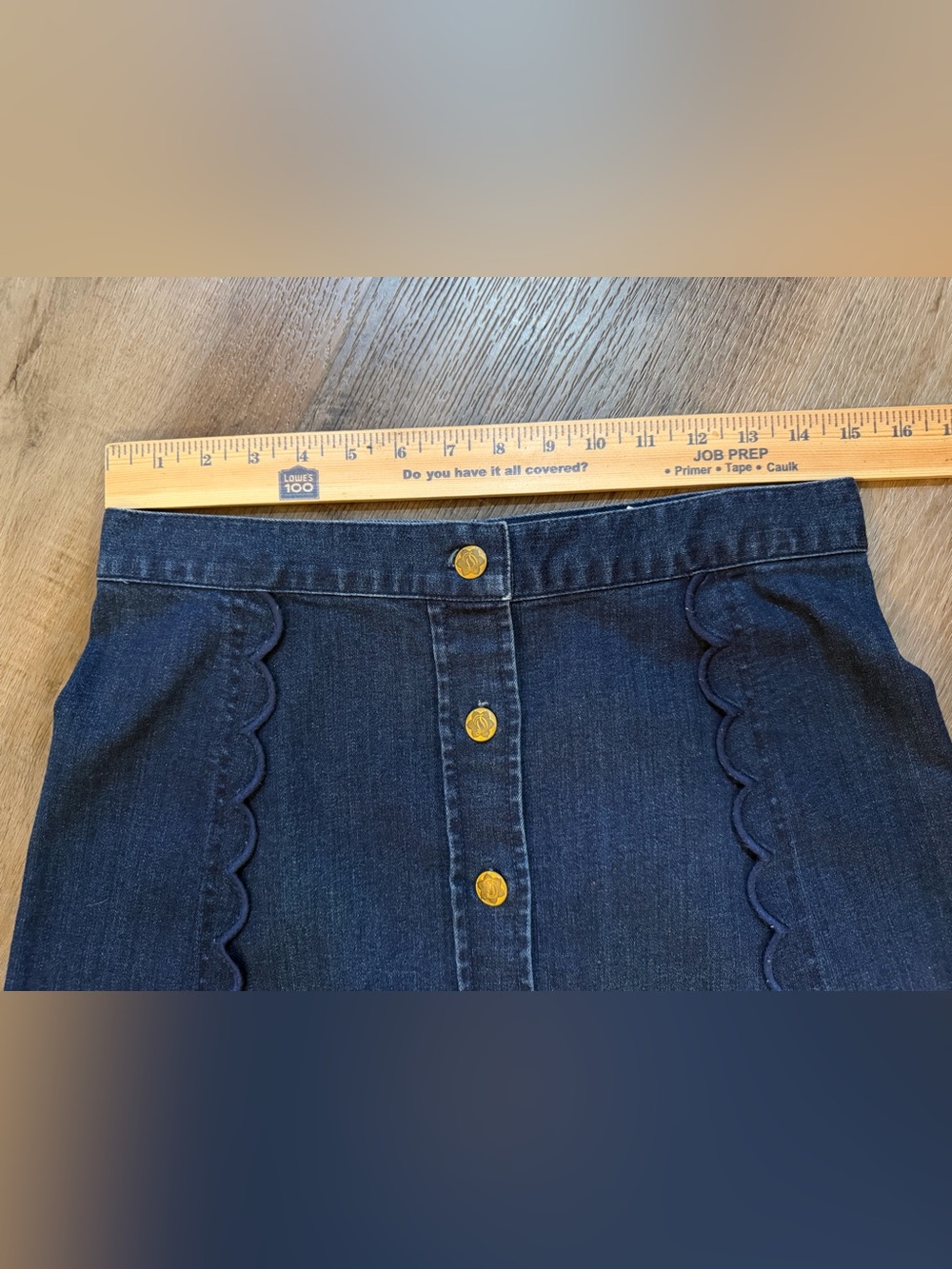 Draper James Blue Jean Denim Skirt  Scalloped & Button Details Size 8 - Picture 14 of 14
